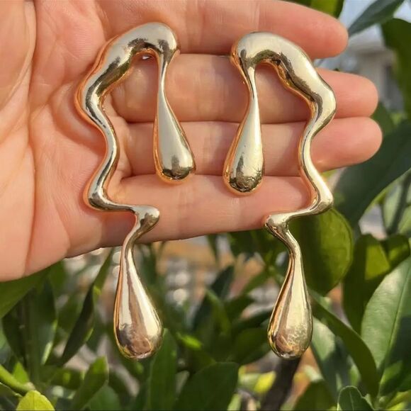 Zara Gold Abstract Earrings - Picture 4 of 6